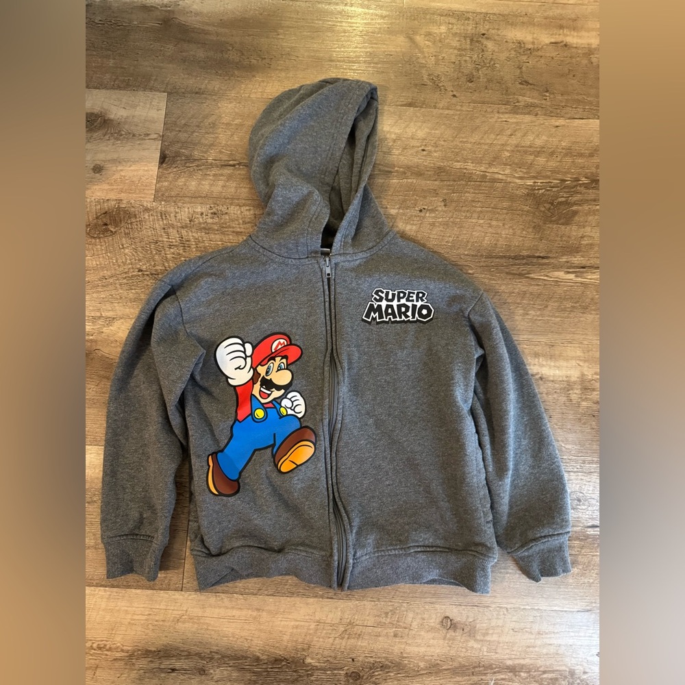 Super Mario Gray Kids Hoodie